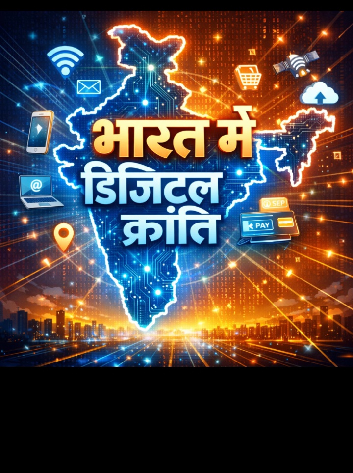 भारत की डिजिटल क्रांति का प्रतिनिधित्व करता हुआ चित्र: एक हाथ में स्मार्टफोन, उस पर यूपीआई लोगो, और पृष्ठभूमि में डिजिटल कनेक्शन नेटवर्क। सुरक्षित और समावेशी तकनीक।